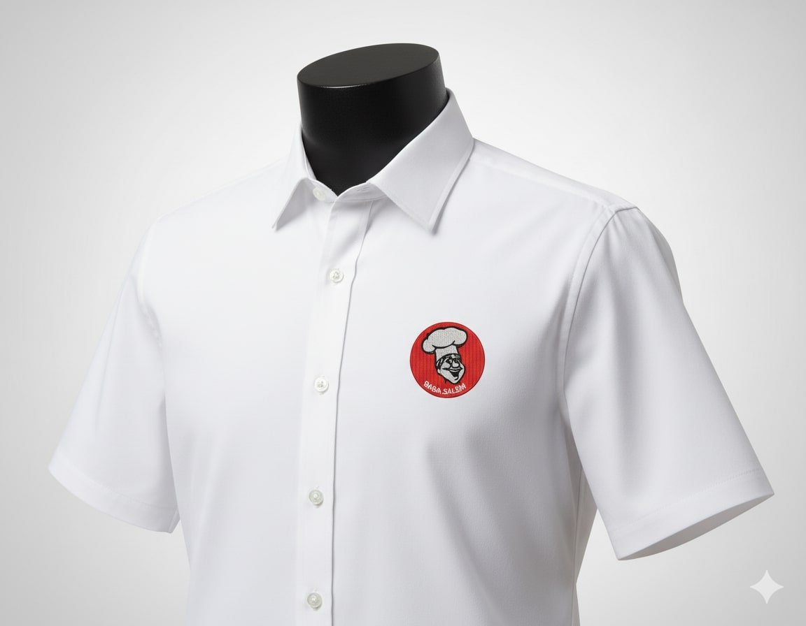Restaurant uniforms with logo embroidery and logo printing - Baba Salem restaurant